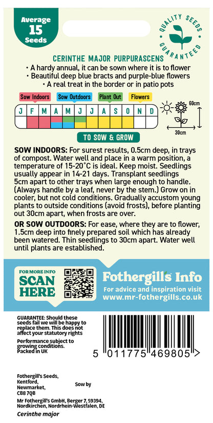 Mr Fothergill's Cerinthe Major Purpurascens Seeds Packet