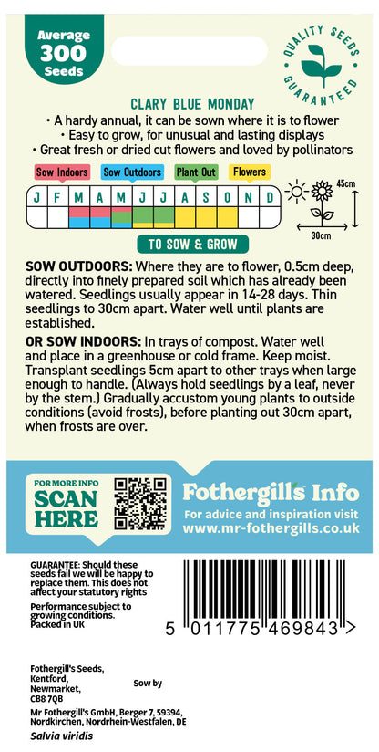 Mr Fothergill's Clary Blue Monday Seeds Packet