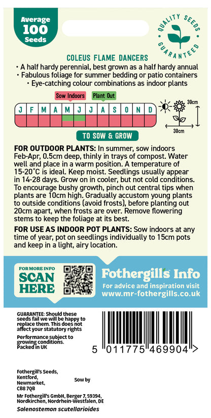 Mr Fothergill's Coleus Flame Dancers Seeds Packet