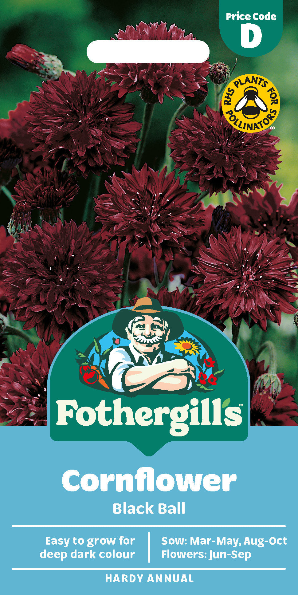 Mr Fothergill's Cornflower Black Ball Seeds Packet