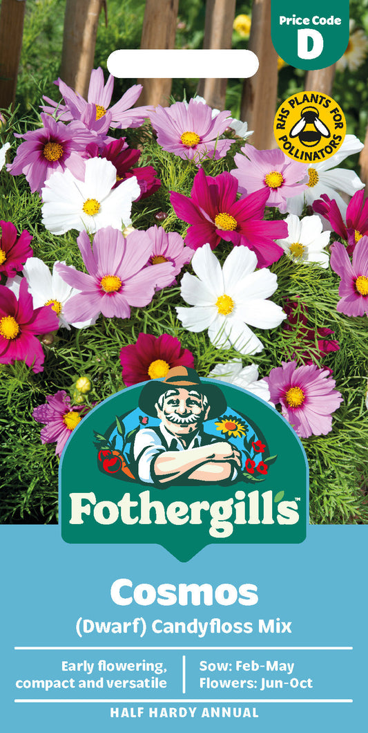 Mr Fothergill's Cosmos (Dwarf) Candyfloss Mix Seeds Packet