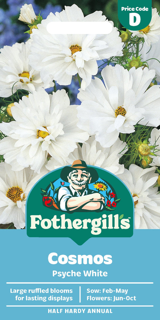 Mr Fothergill's Cosmos Psyche White Seeds Packet