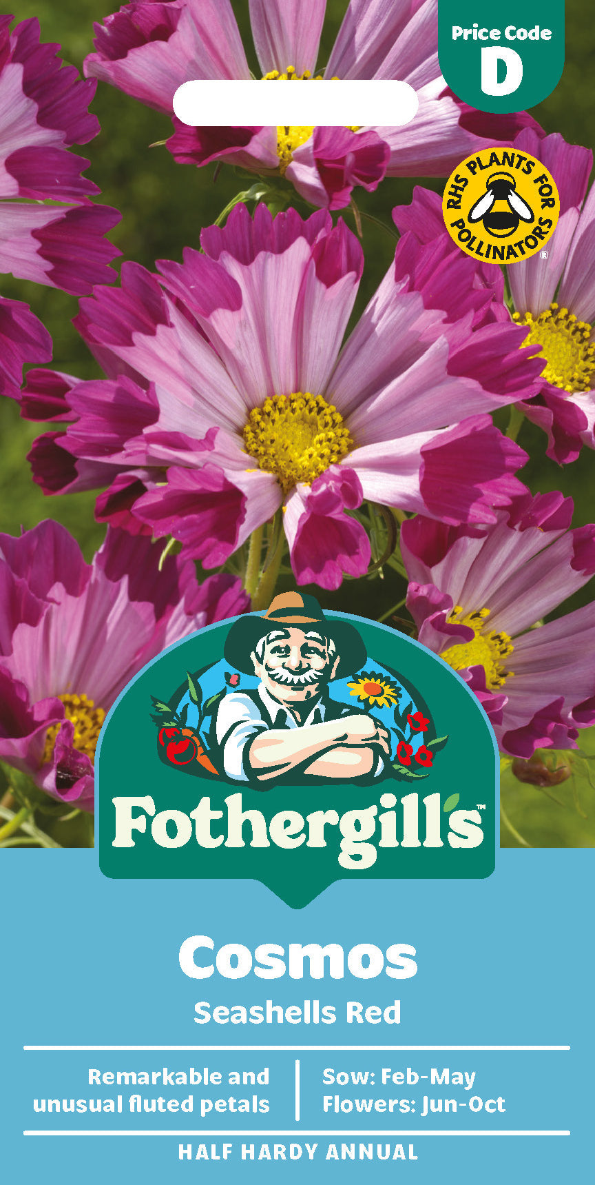 Mr Fothergill's Cosmos Seashells Red Seeds Packet