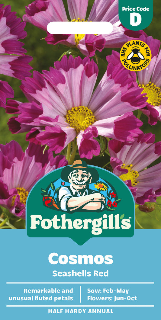 Mr Fothergill's Cosmos Seashells Red Seeds Packet