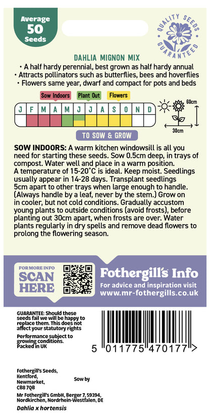Mr Fothergill's Dahlia Mignon Mix Seeds Packet