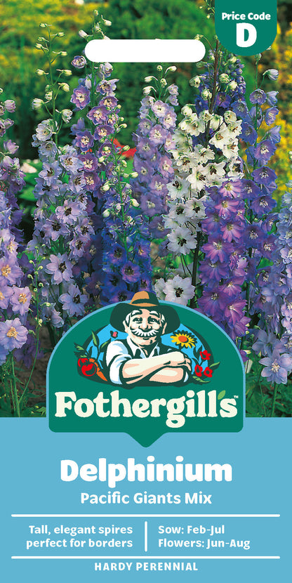 Mr Fothergill's Delphinium Pacific Giants Mix Seeds Packet