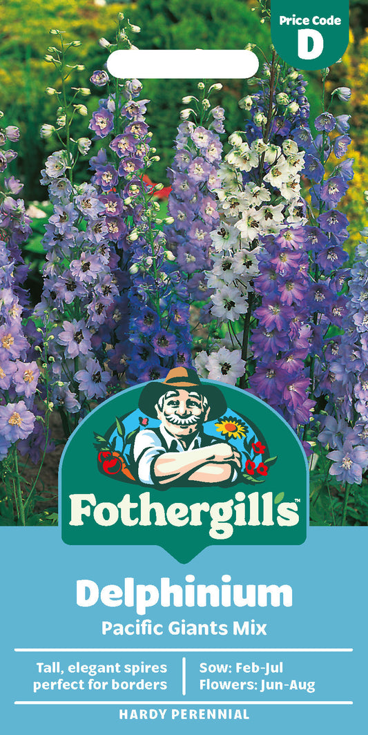 Mr Fothergill's Delphinium Pacific Giants Mix Seeds Packet