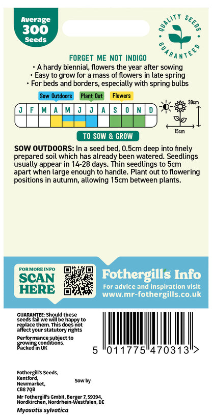 Mr Fothergill's Forget Me Not Indigo Seeds Packet