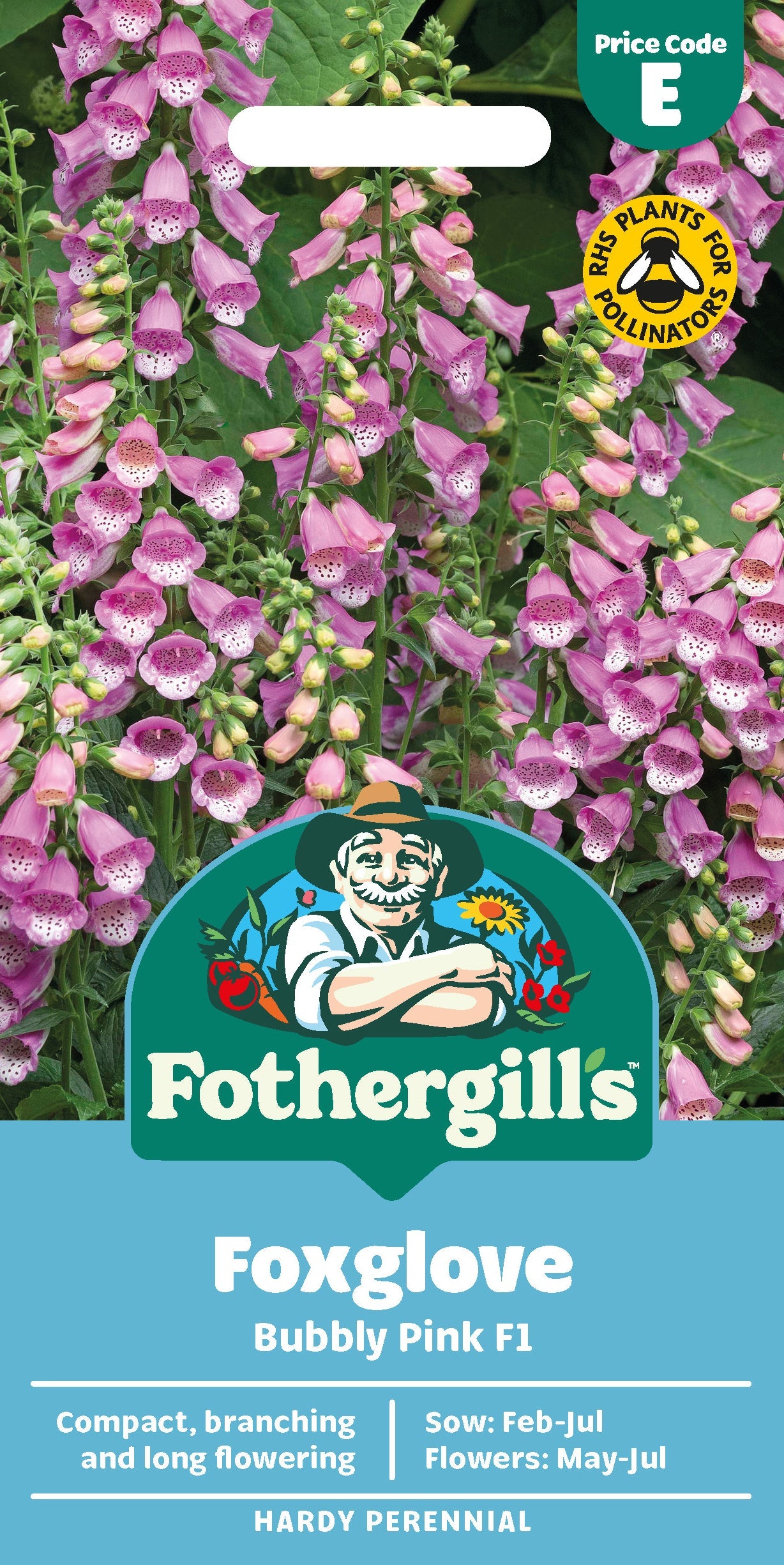 Mr Fothergill's Foxglove Bubbly Pink F1 Seeds Packet