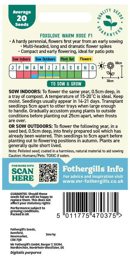 Mr Fothergill's Foxglove Warm Rose F1 Seeds Packet