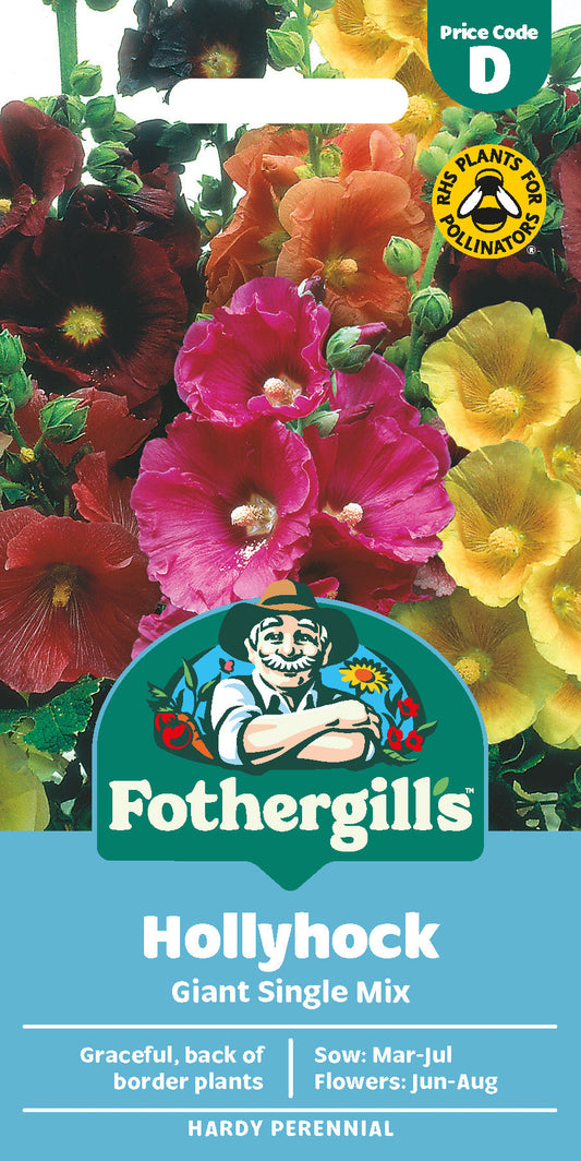 Mr Fothergill's Hollyhock Giant Single Mix Seeds Packet