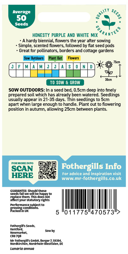 Mr Fothergill's Honesty Purple And White Mix Seeds Packet