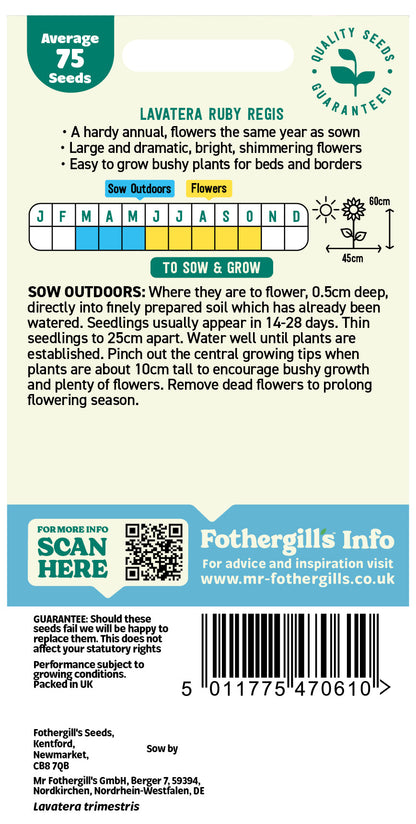 Mr Fothergill's Lavatera Ruby Regis Seeds Packet