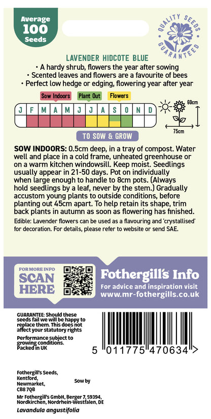 Mr Fothergill's Lavender Hidcote Blue  Seeds Packet