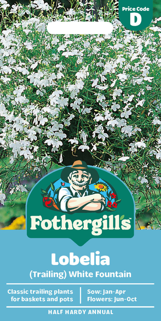 Mr Fothergill's Lobelia (Trailing) White Fountain Seeds Packet