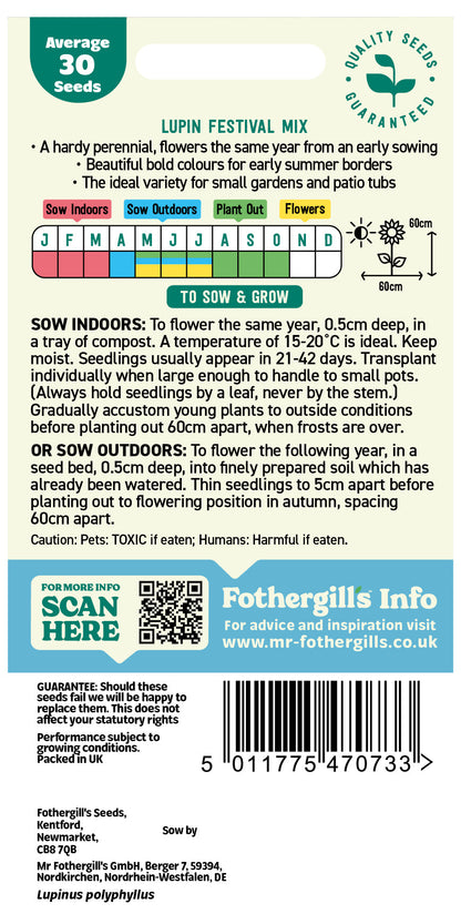 Mr Fothergill's Lupin Festival Mix Seeds Packet