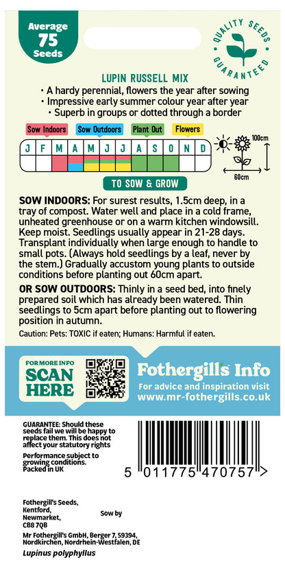 Mr Fothergill's Lupin Russell Mix Seeds Packet