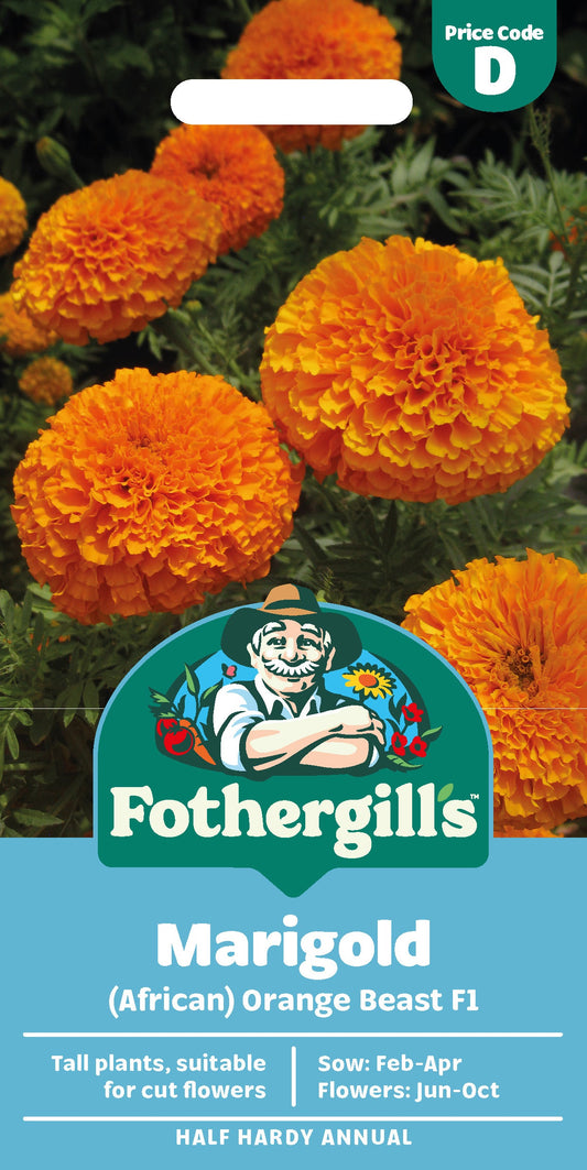 Mr Fothergill's Marigold (African) Orange Beast F1 Seeds Packet