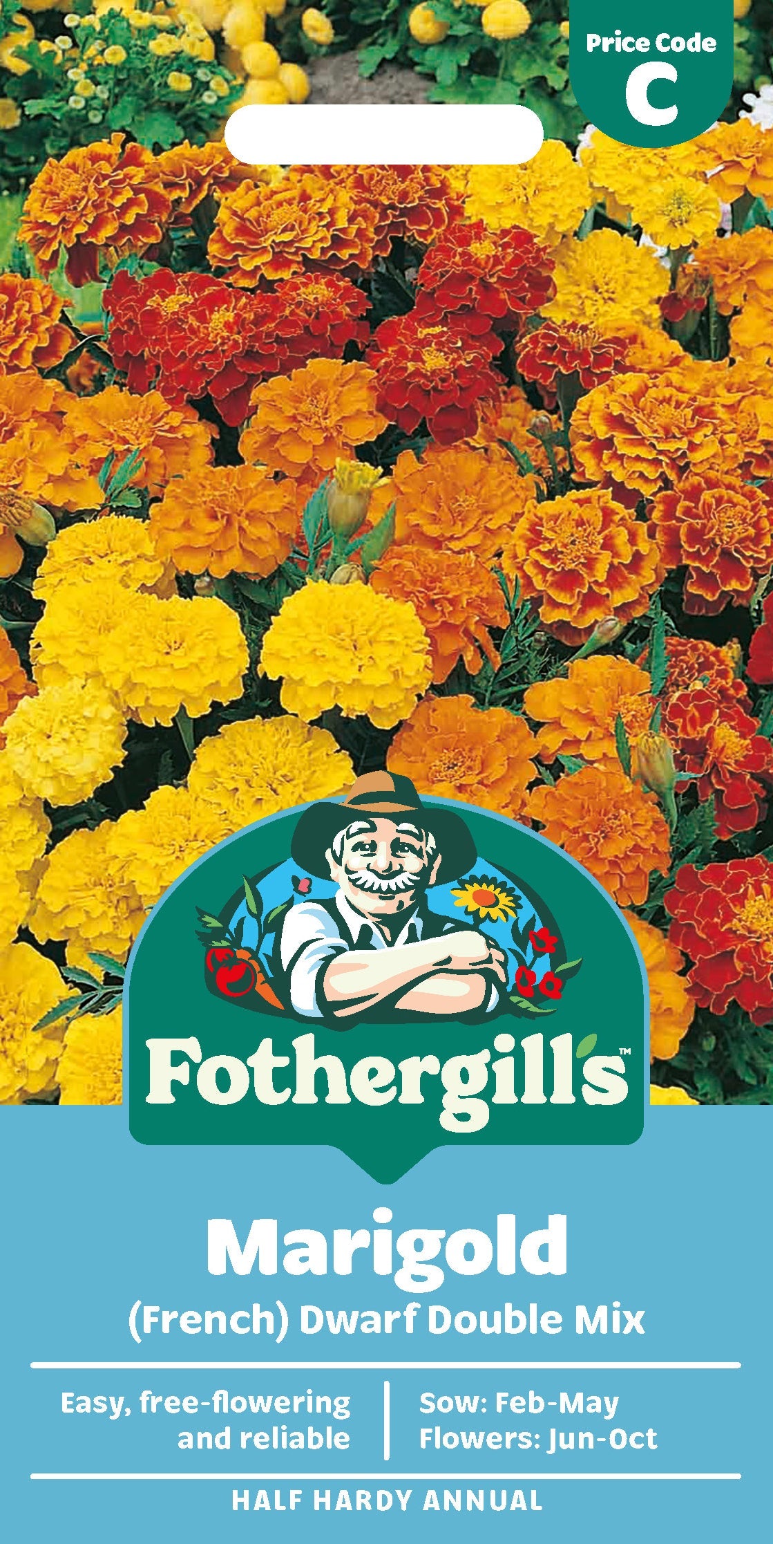 Mr Fothergill's Marigold (French) Dwarf Double Mix Seeds Packet