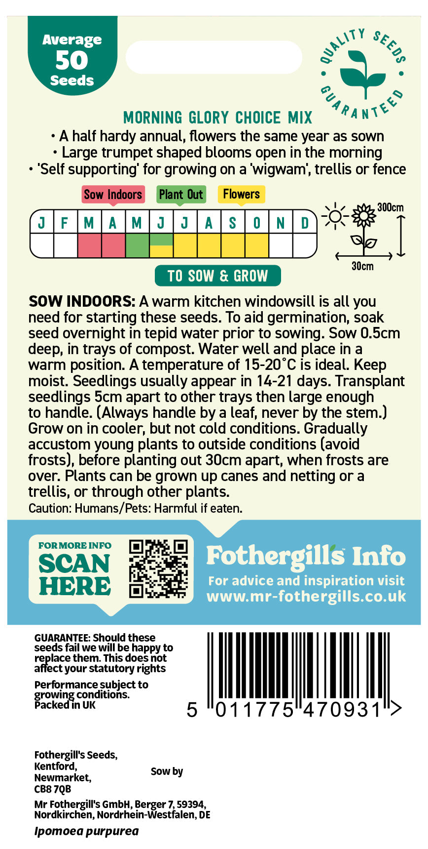 Mr Fothergill's Morning Glory Choice Mix Seeds Packet