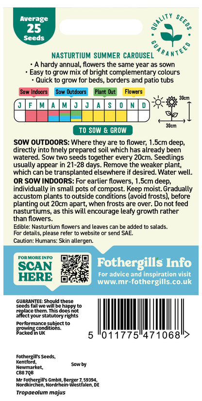 Mr Fothergill's Nasturtium Summer Carousel Seeds Packet