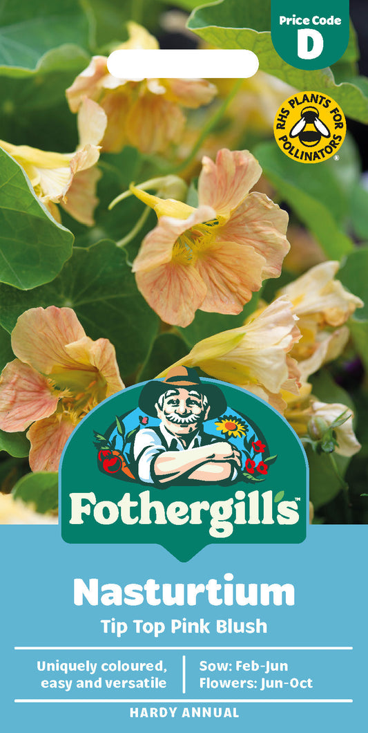 Mr Fothergill's Nasturtium Tip Top Pink Blush Seeds Packet