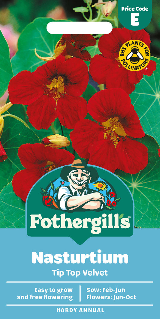 Mr Fothergill's Nasturtium Tip Top Velvet Seeds Packet