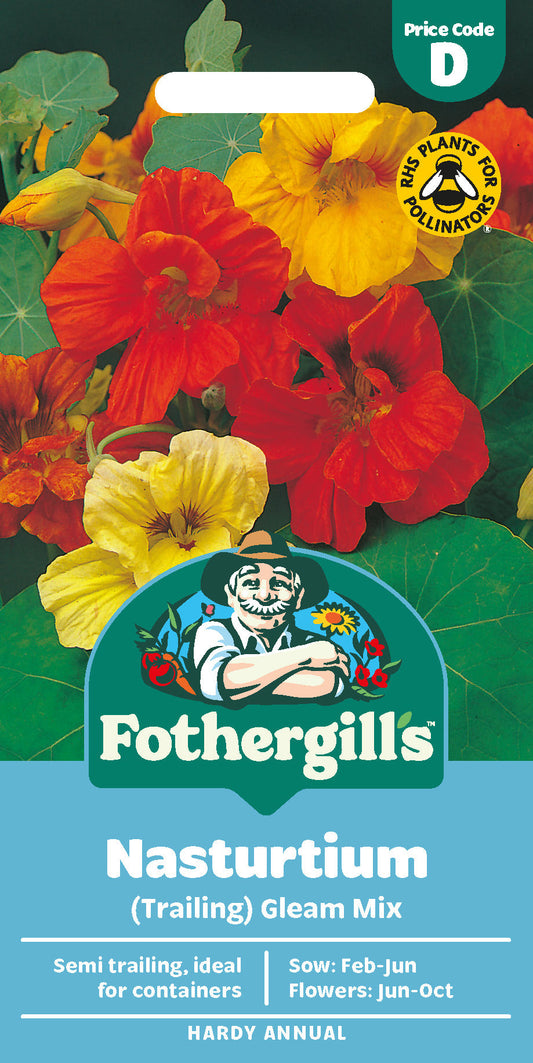 Mr Fothergill's Nasturtium (Trailing) Gleam Mix Seeds Packet