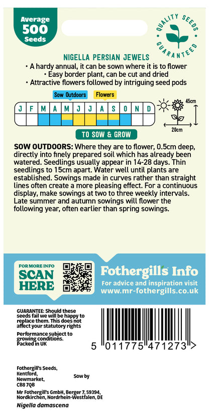Mr Fothergill's Nigella Love In A Mist - Persian Jewels Seeds Packet