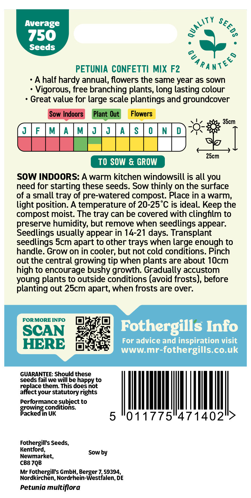 Mr Fothergill's Petunia Confetti Mix F2 Seeds Packet