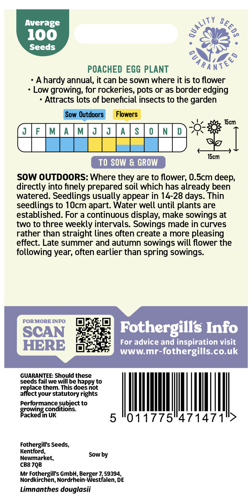 Mr Fothergill's Poached Egg Plant Seeds Packet