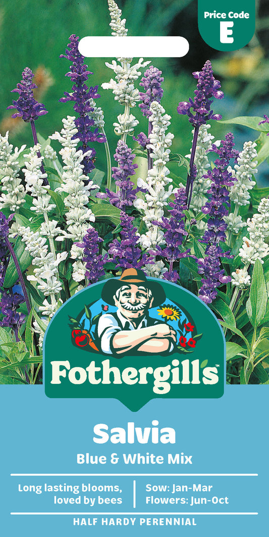 Mr Fothergill's Salvia Blue & White Mix Seeds Packet