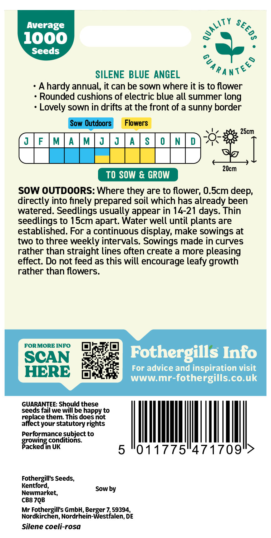 Mr Fothergill's Silene Blue Angel Seeds Packet