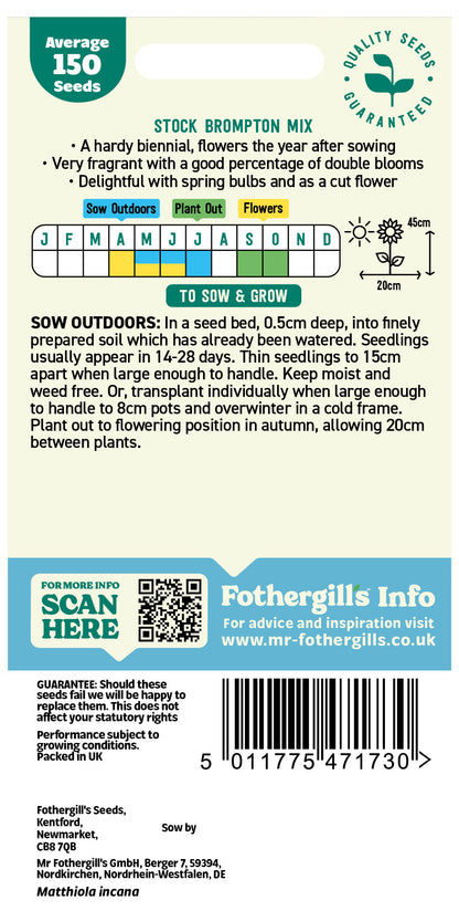 Mr Fothergill's Stock Brompton Mix Seeds Packet
