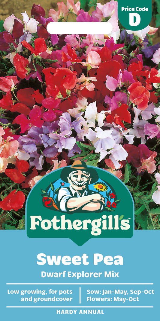 Mr Fothergill's Sweet Pea Dwarf Explorer Mix Seeds Packet