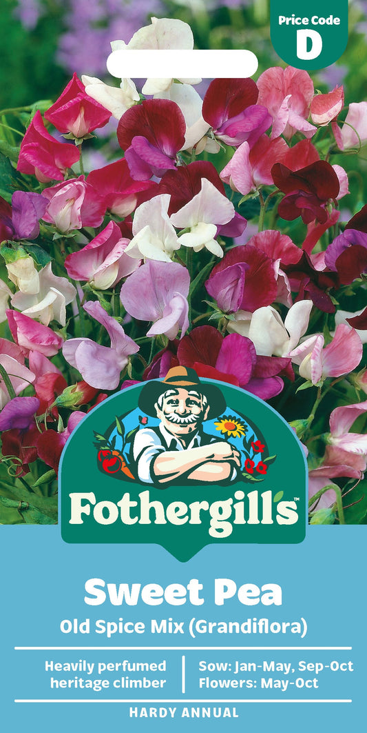 Mr Fothergill's Sweet Pea Old Spice Mix (Grandiflora) Seeds Packet