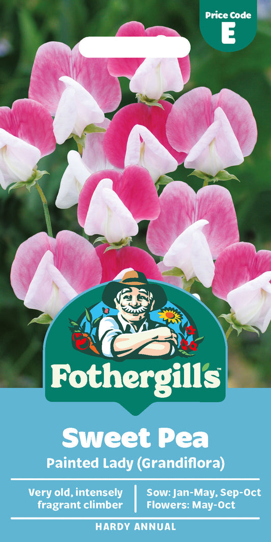 Mr Fothergill's Sweet Pea Painted Lady (Grandiflora) Seeds Packet