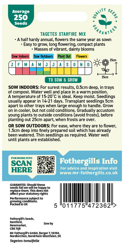 Mr Fothergill's Tagetes Starfire Mix Seeds Packet