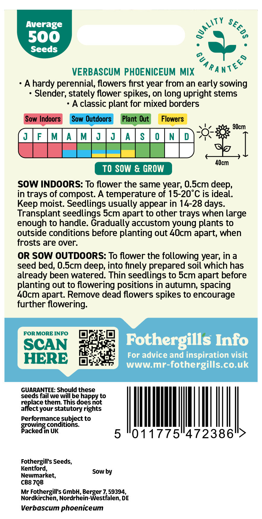 Mr Fothergill's Verbascum Phoeniceum Mix Seeds Packet