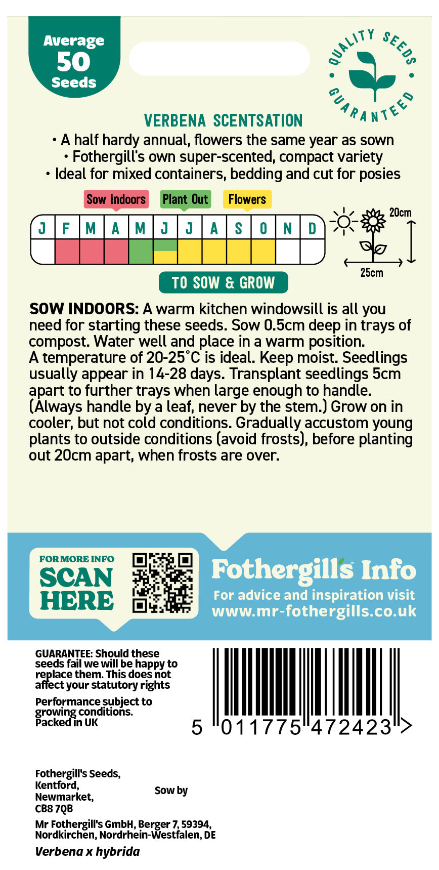 Mr Fothergill's Verbena Scentsation Seeds Packet