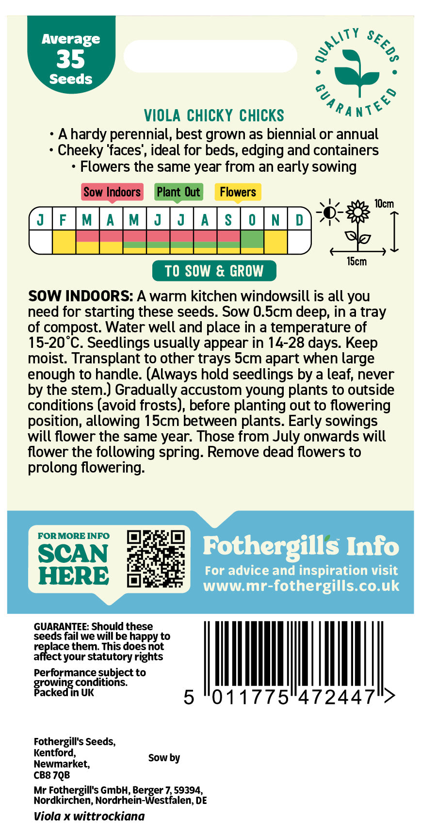 Mr Fothergill's Viola Chicky Chicks Seeds Packet