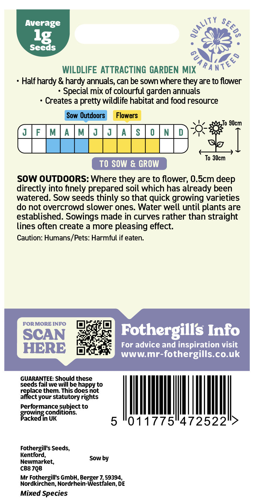 Mr Fothergill's Wildlife Attracting Garden Varieties Mix Seeds Packet