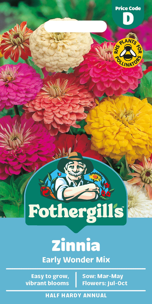 Mr Fothergill's Zinnia Early Wonder Mix Seeds Packet