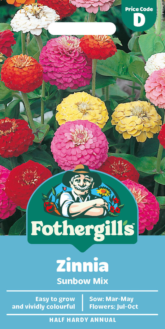 Mr Fothergill's Zinnia Sunbow Mix Seeds Packet
