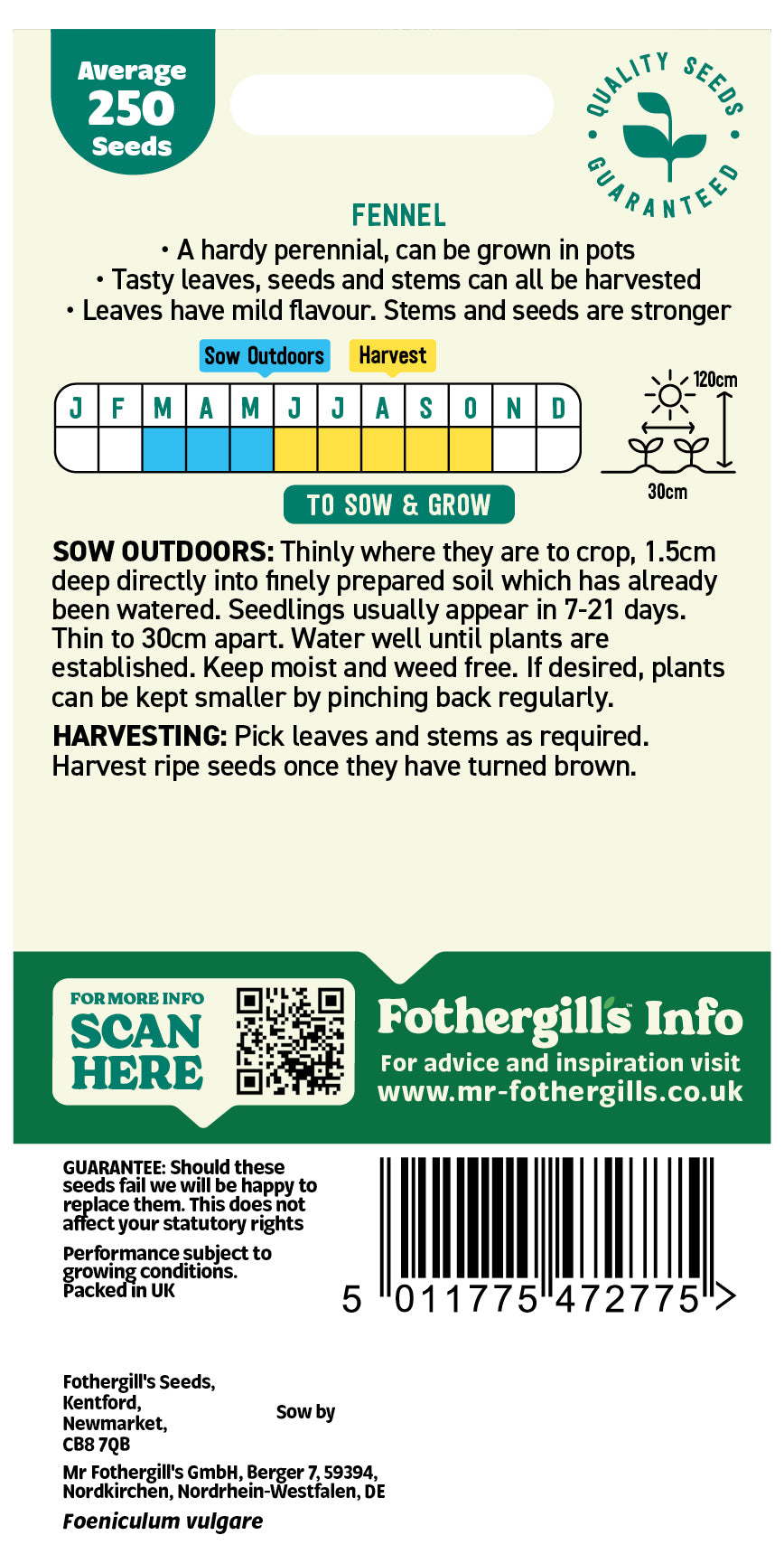 Mr Fothergill's Fennel Seeds Packet