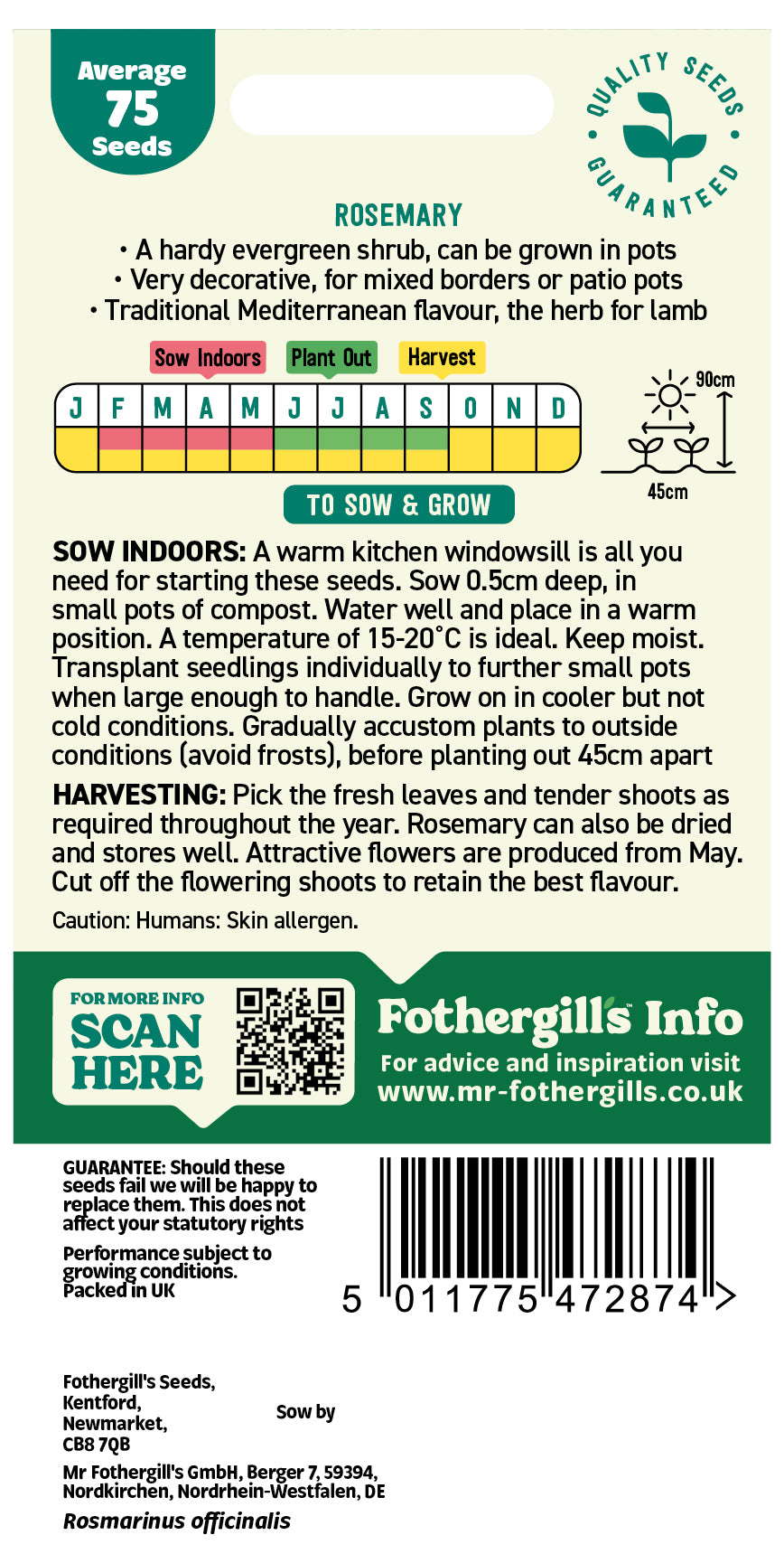 Mr Fothergill's Rosemary Seeds Packet