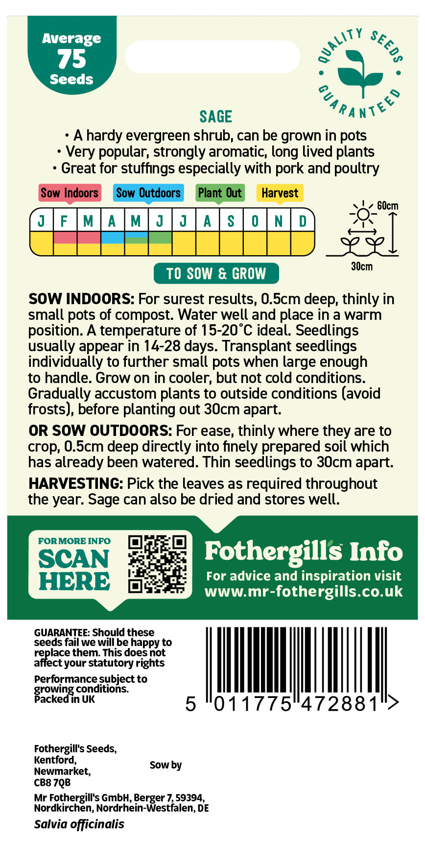 Mr Fothergill's Sage Seeds Packet