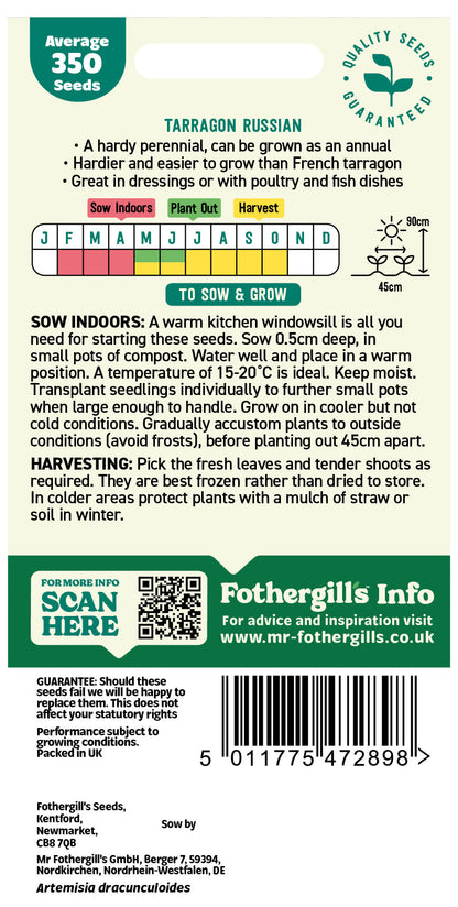 Mr Fothergill's Tarragon Russian Seeds Packet