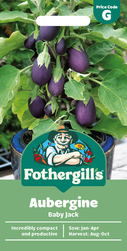 Mr Fothergill's Aubergine Baby Jack Seeds Packet