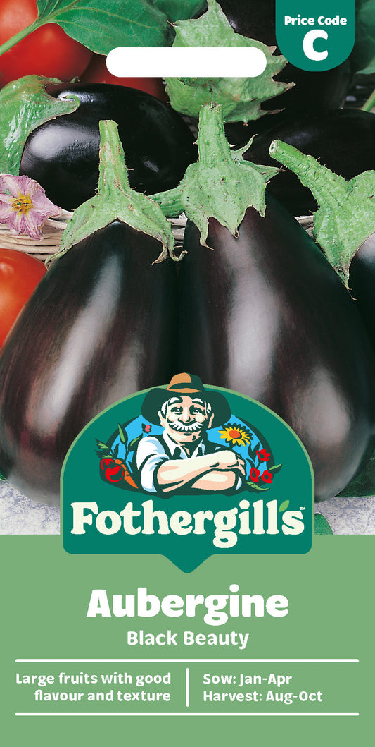 Mr Fothergill's Aubergine Black Beauty Seeds Packet